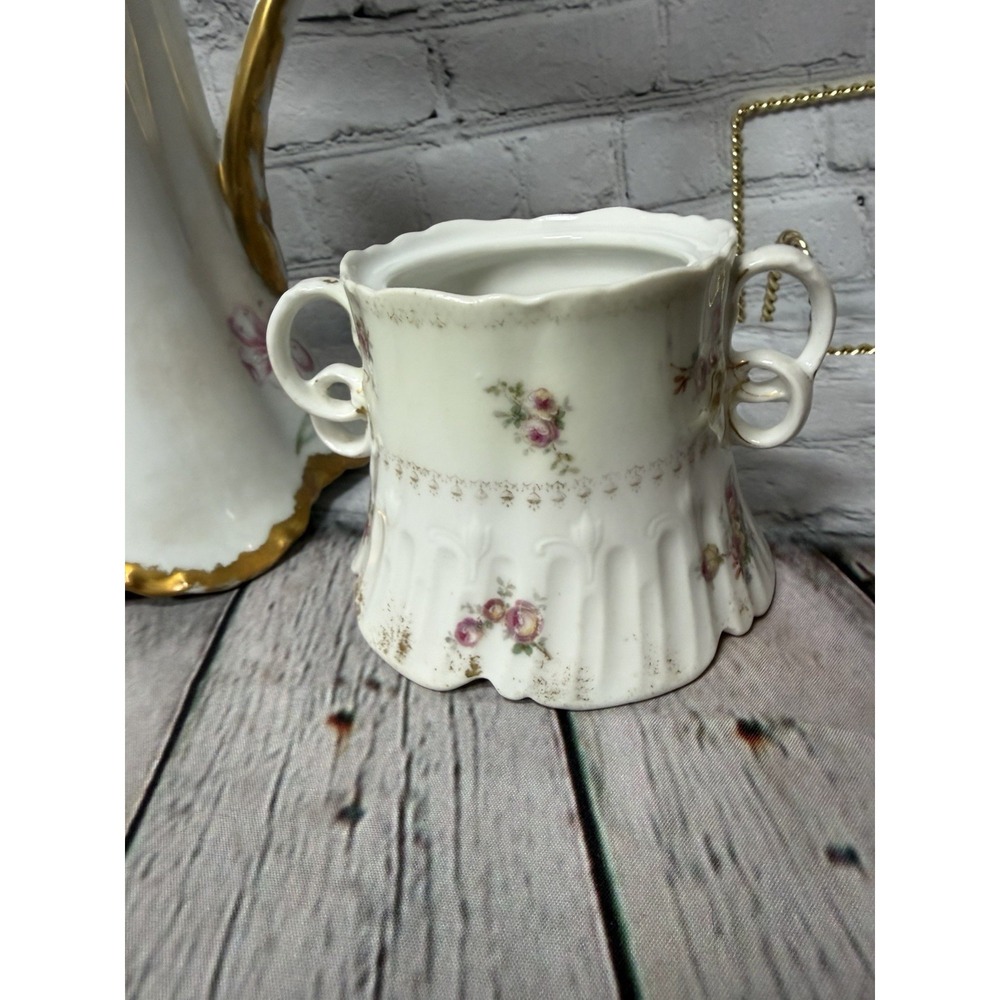 Antique CFH GDM Charles Field Haviland Limoges‎ France Chocolate Pot Set Floral - Picture 4 of 14